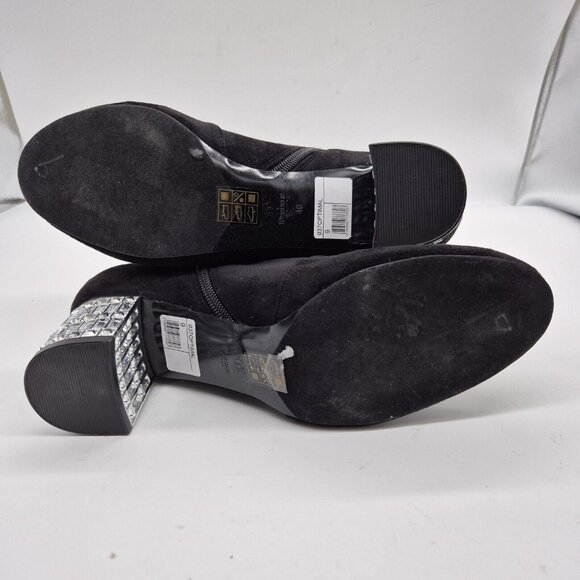 Dune London Optimal Black Bootie Crystal Heels Size 40 US 9 - Picture 6 of 11
